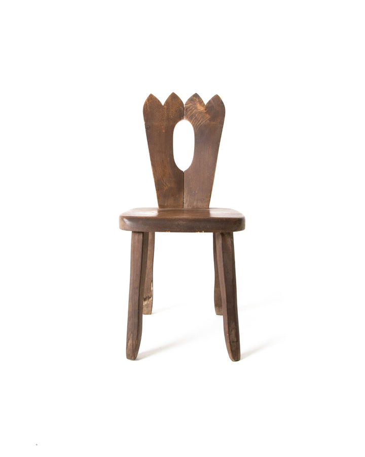 French Brutalist Wooden Chair