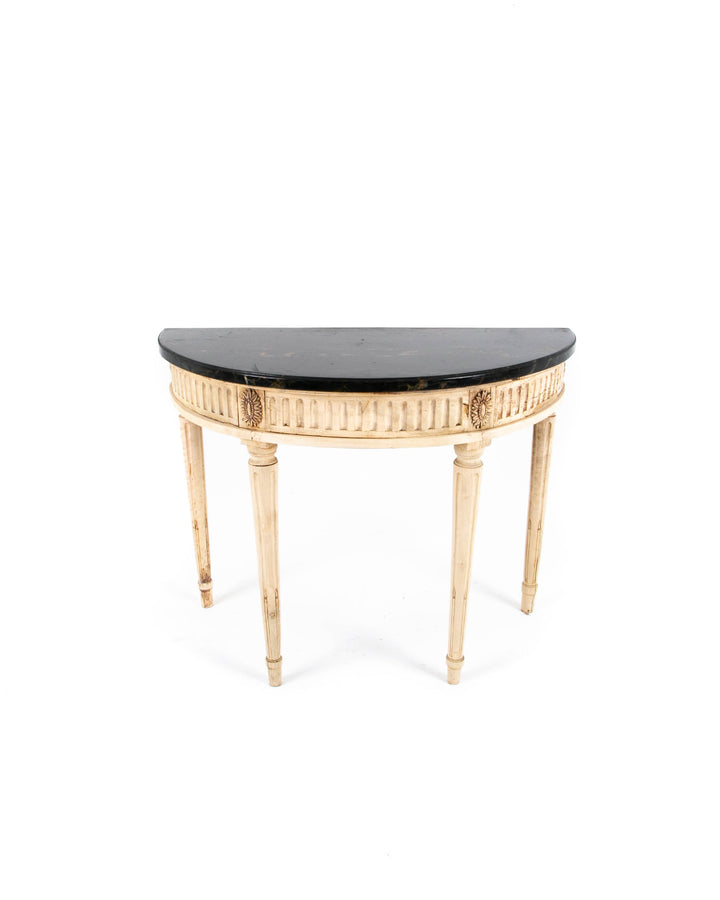French Demi-lune with Faux Painted Wooden Top