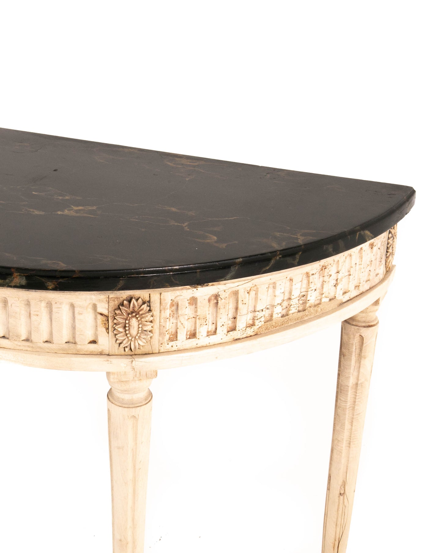 French Demi-lune with Faux Painted Wooden Top